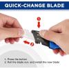 imageWORKPRO Folding Utility Knife Heavy Duty Metal Quick Open Axis Lock Box Cutter Quick Change Blade Razor Knife 1PC with 10 Extra SK5 BladesButton Lock Blue