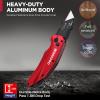 imageWORKPRO Folding Utility Knife Heavy Duty Metal Quick Open Axis Lock Box Cutter Quick Change Blade Razor Knife 1PC with 10 Extra SK5 BladesButton Lock Red
