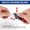 imageWORKPRO Folding Utility Knife Heavy Duty Metal Quick Open Axis Lock Box Cutter Quick Change Blade Razor Knife 1PC with 10 Extra SK5 BladesButton Lock Red