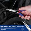 imageWORKPRO Mini Long Reach Pliers Set  3Piece Kit Includes 7quot Needle Nose 6quot Bent Nose 512quot Diagonal Plier for Hard to Reach Spaces