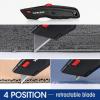 imageWORKPRO Premium Utility Knife Retractable All Metal Heavy Duty Box Cutter Quick Change Blade Razor Knife with 10 Extra Blades Set of 3 Black Red Blue2PCS Black