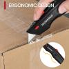 imageWORKPRO Premium Utility Knife Retractable All Metal Heavy Duty Box Cutter Quick Change Blade Razor Knife with 10 Extra Blades Set of 3 Black Red Blue2PCS Black