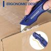 imageWORKPRO Premium Utility Knife Retractable All Metal Heavy Duty Box Cutter Quick Change Blade Razor Knife with 10 Extra Blades Set of 3 Black Red Blue2PCS Blue