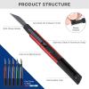 imageWORKPRO Premium Utility Knife Retractable Snapoff Blade Heavy Duty Aluminum Box Cutter Set Razor Knife Exacto Craft Knives with 10 Extra 9mm Blades Pack of 5