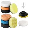 imageWORKPRO 3 Inch Drill Buffing Pad Kit  11 Pcs Car Foam Polishing Pads Set Drill Buffer Polisher Attachment Buffing Kit for Car Polishing Waxing Sealing Glaze
