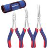 imageWORKPRO Mini Long Reach Pliers Set  3Piece Kit Includes 7quot Needle Nose 6quot Bent Nose 512quot Diagonal Plier for Hard to Reach Spaces