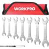 imageWORKPRO SAE SuperThin Open End Wrench Rollup Set 7PCS 14quot to 1116quot UltraSlim Thin Wrench Set with Organizer Pouch for Nuts Narrow SpacesSAE