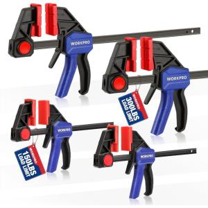 imageWORKPRO 12 ampamp 6 Bar Clamps for Woodworking 300lbs ampamp 150lbs Load OneHanded SpreaderClamp QuickClamp F Wood Clamps Set for Hand Wood Working Crafts Grip Gluing 4PCS4PCS 300150LBS 12  6