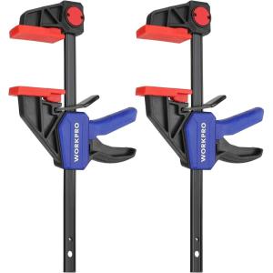 imageWORKPRO 12 ampamp 6 Bar Clamps for Woodworking 300lbs ampamp 150lbs Load OneHanded SpreaderClamp QuickClamp F Wood Clamps Set for Hand Wood Working Crafts Grip Gluing 4PCS2PCS 150LBS 6