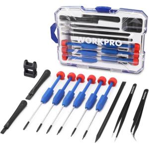 imageWORKPRO 12 in 1 Torx Screwdriver Set with T3 T4 T5 T6 T8 T10 Security Torx Bit ampamp Precision Magnetic Screwdrivers TweezersPry Bars Spudger for Eyeglass Watch Computer Phone with Case
