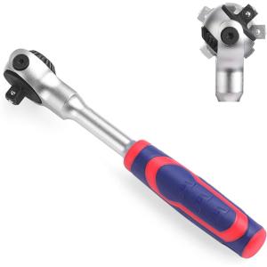imageWORKPRO 14quot Drive Swivel Head Ratchet 72Tooth 270 Rotation Quick Release ampamp Reversible CrMo Head Chrome Finish Ideal for Tight Spaces ampamp Precision Tasks