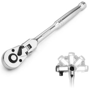 imageWORKPRO 4Piece Flex Head Ratchet Set 14quot 38quot 12quot Drive 38quot Stubby 72Tooth Ratchet with Chromium Plating Quick Release Reversible Design 5 Degree Swing12 Drive
