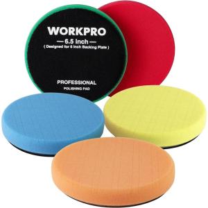 imageWORKPRO 75 Inch Buffing Sponge Pads 5Pcs 75 Inch Face for 7 Inch Backing Plate Cutting Polishing Pad Kit for Car Buffer Polisher Compounding Polishing and Waxing65651inch