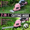 imageWORKPRO 12V Cordless Grass Shear ampamp Shrubbery Trimmer  2 in 1 Handheld Hedge Trimmer Electric Grass Cutter with 20Ah Rechargeable LithiumIon Battery ampamp 1 Hour Fast ChargerPink