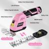 imageWORKPRO 12V Cordless Grass Shear ampamp Shrubbery Trimmer  2 in 1 Handheld Hedge Trimmer Electric Grass Cutter with 20Ah Rechargeable LithiumIon Battery ampamp 1 Hour Fast ChargerPink
