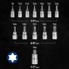 imageWORKPRO 13Piece Torx Bit Socket Set T8T60 14quot 38quot and 12quot Drive S2 Steel 6 Point Star Bits and CRV Sockets with Storage Case For Hand Use Work On Cars Trucks