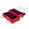 imageWORKPRO 17inch Plastic Tool Box Red Storage Box with Locking Lid and Stainless Steel Handle 18 Adjustable Compartments for Sockets Crafts and Power Tools Great Father Day Gifts