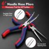 imageWORKPRO 2Piece 6quot Mini Needle Nose Pliers Set Long Nose Pliers Bent Nose Pliers with Comfort Grip Handles Jewelry Plier For Wire Wrapping Handmade Craft Jewelry Making Supplies