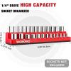 imageWORKPRO 38inch Magnetic Socket Organizer Set 2Piece SAE ampamp Metric Socket Holders Holds 56 Standard and Deep Sockets for Tool Box Tool Carts Sockets Not Included14 SAEMetric