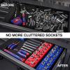 imageWORKPRO 38inch Magnetic Socket Organizer Set 2Piece SAE ampamp Metric Socket Holders Holds 56 Standard and Deep Sockets for Tool Box Tool Carts Sockets Not Included12 SAEMetric