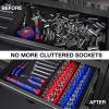 imageWORKPRO 38inch Magnetic Socket Organizer Set 2Piece SAE ampamp Metric Socket Holders Holds 56 Standard and Deep Sockets for Tool Box Tool Carts Sockets Not Included38 SAEMetric