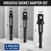 imageWORKPRO 7 Pieces Impact Socket Adapter Set Includes 3 Pieces 14quot Hex Shank Drill Extension Set 14quot 38quot and 12quot and 4 Pieces Impact Socket Adapter and Reducer Set7pc