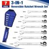 imageWORKPRO 7Piece 3in1 Reversible Ratchet Wrench Set SAE 516quot to 34quot 6Ptampamp 12Ptampamp OpenEnd Wrenches 72Teeth Ratcheting Combination Wrench with Rolling PouchMETRIC