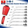 imageWORKPRO 7Piece 3in1 Reversible Ratchet Wrench Set SAE 516quot to 34quot 6Ptampamp 12Ptampamp OpenEnd Wrenches 72Teeth Ratcheting Combination Wrench with Rolling PouchSAE