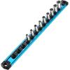 imageWORKPRO Magnetic Socket Organizer Set 3Piece Aluminum Alloy Socket Rail Heavy Duty Socket Holder Socket Rack Kit 14Inch x 12 Clips 38Inch x 10 Clips 12Inch x 10 Clips BlueSky Blue