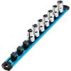 imageWORKPRO Magnetic Socket Organizer Set 3Piece Aluminum Alloy Socket Rail Heavy Duty Socket Holder Socket Rack Kit 14Inch x 12 Clips 38Inch x 10 Clips 12Inch x 10 Clips BlueSky Blue