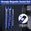 imageWORKPRO Magnetic Socket Organizer Set 3Piece Aluminum Alloy Socket Rail Heavy Duty Socket Holder Socket Rack Kit 14Inch x 12 Clips 38Inch x 10 Clips 12Inch x 10 Clips BlueBlue