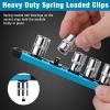 imageWORKPRO Magnetic Socket Organizer Set 3Piece Aluminum Alloy Socket Rail Heavy Duty Socket Holder Socket Rack Kit 14Inch x 12 Clips 38Inch x 10 Clips 12Inch x 10 Clips BlueSky Blue