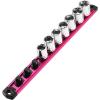 imageWORKPRO Magnetic Socket Organizer Set 3Piece Aluminum Alloy Socket Rail Heavy Duty Socket Holder Socket Rack Kit 14Inch x 12 Clips 38Inch x 10 Clips 12Inch x 10 Clips BlueRose Red