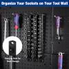 imageWORKPRO Magnetic Socket Organizer Set 3Piece Aluminum Alloy Socket Rail Heavy Duty Socket Holder Socket Rack Kit 14Inch x 12 Clips 38Inch x 10 Clips 12Inch x 10 Clips BlueBlack