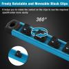 imageWORKPRO Magnetic Socket Organizer Set 3Piece Aluminum Alloy Socket Rail Heavy Duty Socket Holder Socket Rack Kit 14Inch x 12 Clips 38Inch x 10 Clips 12Inch x 10 Clips BlueSky Blue