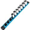 imageWORKPRO Magnetic Socket Organizer Set 3Piece Aluminum Alloy Socket Rail Heavy Duty Socket Holder Socket Rack Kit 14Inch x 12 Clips 38Inch x 10 Clips 12Inch x 10 Clips BlueSky Blue