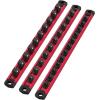 imageWORKPRO Magnetic Socket Organizer Set 3Piece Aluminum Alloy Socket Rail Heavy Duty Socket Holder Socket Rack Kit 14Inch x 12 Clips 38Inch x 10 Clips 12Inch x 10 Clips BlueRed