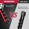 imageWORKPRO Magnetic Socket Organizer Set 3Piece Aluminum Alloy Socket Rail Heavy Duty Socket Holder Socket Rack Kit 14Inch x 12 Clips 38Inch x 10 Clips 12Inch x 10 Clips BlueRed