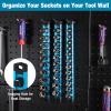 imageWORKPRO Magnetic Socket Organizer Set 3Piece Aluminum Alloy Socket Rail Heavy Duty Socket Holder Socket Rack Kit 14Inch x 12 Clips 38Inch x 10 Clips 12Inch x 10 Clips BlueSky Blue