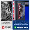 imageWORKPRO Magnetic Socket Organizer Set 3Piece Aluminum Alloy Socket Rail Heavy Duty Socket Holder Socket Rack Kit 14Inch x 12 Clips 38Inch x 10 Clips 12Inch x 10 Clips BlueBlue  Red