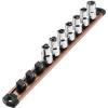 imageWORKPRO Magnetic Socket Organizer Set 3Piece Aluminum Alloy Socket Rail Heavy Duty Socket Holder Socket Rack Kit 14Inch x 12 Clips 38Inch x 10 Clips 12Inch x 10 Clips BlueChampagne