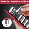 imageWORKPRO Magnetic Socket Organizer Set 3Piece Aluminum Alloy Socket Rail Heavy Duty Socket Holder Socket Rack Kit 14Inch x 12 Clips 38Inch x 10 Clips 12Inch x 10 Clips BlueRed