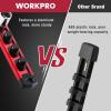 imageWORKPRO Magnetic Socket Organizer Set 3Piece Aluminum Alloy Socket Rail Heavy Duty Socket Holder Socket Rack Kit 14Inch x 12 Clips 38Inch x 10 Clips 12Inch x 10 Clips BlueRed