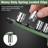 imageWORKPRO Magnetic Socket Organizer Set 3Piece Aluminum Alloy Socket Rail Heavy Duty Socket Holder Socket Rack Kit 14Inch x 12 Clips 38Inch x 10 Clips 12Inch x 10 Clips BlueGreen