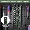 imageWORKPRO Magnetic Socket Organizer Set 3Piece Aluminum Alloy Socket Rail Heavy Duty Socket Holder Socket Rack Kit 14Inch x 12 Clips 38Inch x 10 Clips 12Inch x 10 Clips BlueGreen