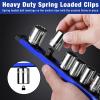imageWORKPRO Magnetic Socket Organizer Set 3Piece Aluminum Alloy Socket Rail Heavy Duty Socket Holder Socket Rack Kit 14Inch x 12 Clips 38Inch x 10 Clips 12Inch x 10 Clips BlueBlue