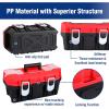 imageWORKPRO Tool Box Portable 16quot with Removable Tray Heavy Duty Toolbox with 2 Metal Latches Rated up to 33 Lbs PP Plastic Small Tool Boxes with Lock Secured Small Parts Organizer in Lid black ampamp red
