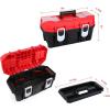 imageWORKPRO Tool Box Portable 16quot with Removable Tray Heavy Duty Toolbox with 2 Metal Latches Rated up to 33 Lbs PP Plastic Small Tool Boxes with Lock Secured Small Parts Organizer in Lid black ampamp red