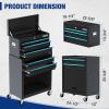 imageWORKRPO 245 Inch 5Drawer Rolling Tool Chest with Wheels 2 in 1 Detachable Tool Chests ampamp Box Portable Steel Tool Cabinets with Drawers Liners and Locking System for Warehouse Garage Black