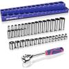 imageWORKPRO 32Piece 38inch Drive Metric Sockets and RatchetIncluding 30 Metric Deep and Shallow Sockets 620mm with Magnetic Organizer and 72Tooth Quick Release Reversible Ratchet for Auto Repair